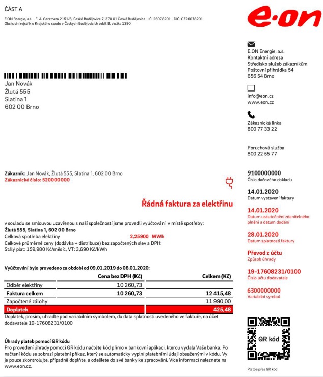přeplatek faktury